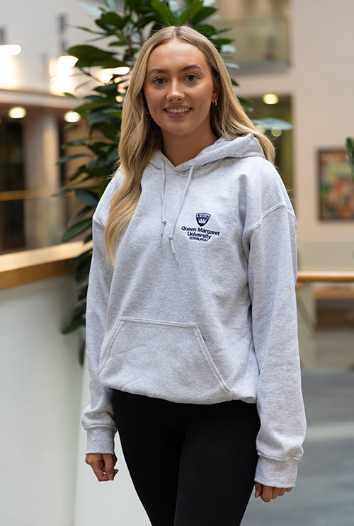 Queen Margaret University students wearing university merchandise